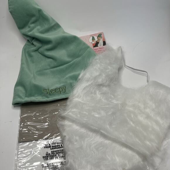 Disney Princess Sleepy Bashful Dwarf Costume Reversible Hat Beard Dopey Doc Lot - Picture 6 of 16